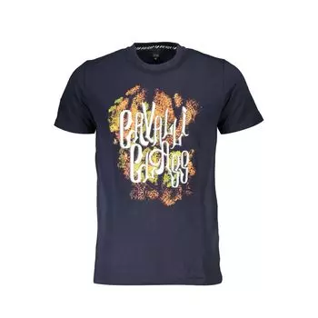 Синяя хлопковая футболка cavalli CLASS