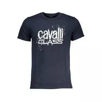 Синяя хлопковая футболка cavalli CLASS
