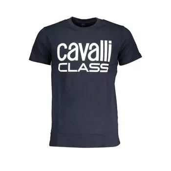 Синяя хлопковая футболка cavalli CLASS
