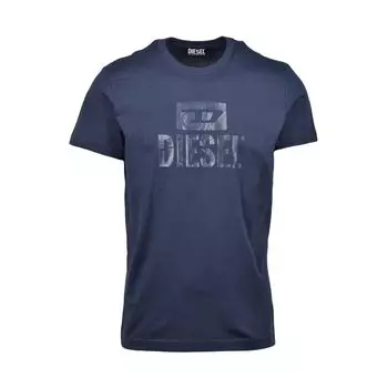 Синяя хлопковая футболка Diesel, синий