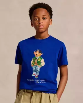 Синяя хлопковая футболка для мальчика Polo Ralph Lauren