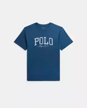 Синяя хлопковая футболка для мальчика Polo Ralph Lauren, синий