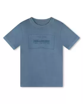 Синяя хлопковая футболка для мальчика Zadig & Voltaire, темно-синий