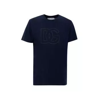 Синяя хлопковая футболка Dolce & Gabbana, синий