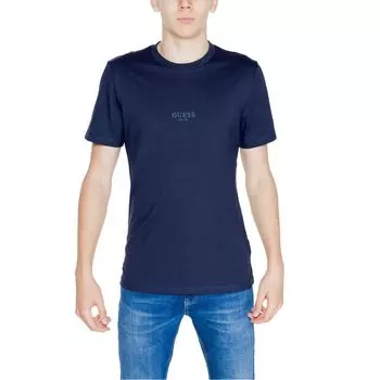 Синяя хлопковая футболка GUESS