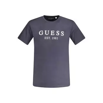Синяя хлопковая футболка Guess Shoes