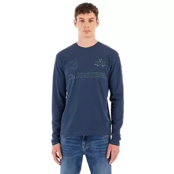 Синяя хлопковая футболка La Martina