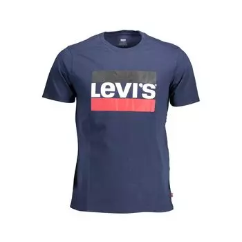 Синяя хлопковая футболка Levis, синий