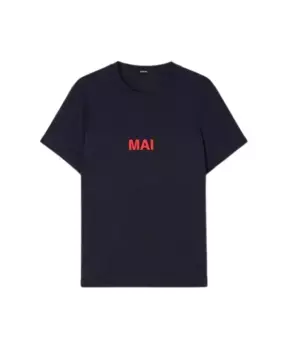 Синяя хлопковая футболка may e semper Aspesi, синий