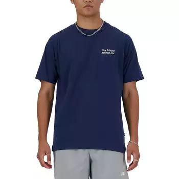Синяя хлопковая футболка New Balance