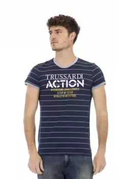 Синяя хлопковая мужская футболка Trussardi