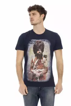 Синяя хлопковая мужская футболка Trussardi