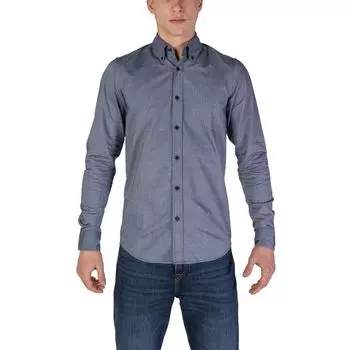 Синяя хлопковая рубашка Hugo Boss