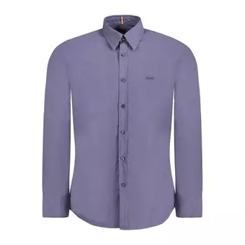 Синяя хлопковая рубашка Hugo Boss, синий