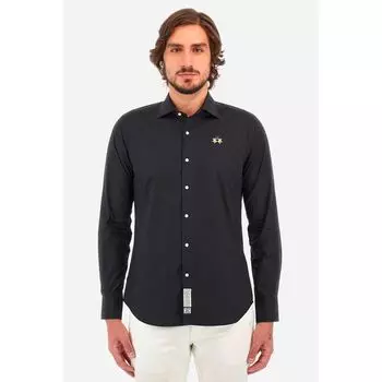 Синяя хлопковая рубашка La Martina