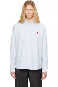 Синяя хлопковая рубашка на пуговицах Ami de Coeur AMI Paris