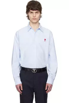 Синяя хлопковая рубашка на пуговицах Ami de Coeur AMI Paris