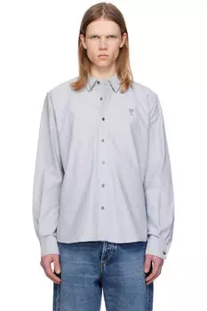 Синяя хлопковая рубашка на пуговицах Ami de Coeur AMI Paris