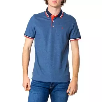 Синяя хлопковая рубашка-поло Jack & Jones