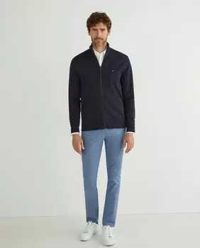 Синяя хлопковая трикотажная куртка на молнии Tommy Hilfiger, темно-синий