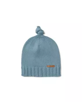 Синяя хлопковая вязаная шапка для мальчика Tous, синий