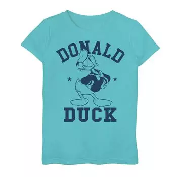 Синяя и белая футболка с портретом Disney's Donald Duck для девочек 7–16 лет с графическим рисунком Angry Pose Licensed Character