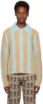 Синяя и бежевая рубашка-поло Mitsuoko ZANKOV