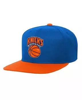 Синяя и оранжевая двухцветная бейсболка New York Knicks для больших мальчиков и девочек Mitchell & Ness, синий
