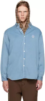 Синяя классическая рубашка-бойфренд из денима Dunst