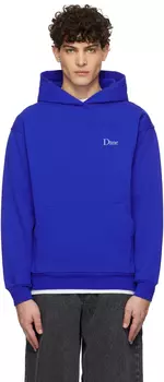 Синяя классическая толстовка с капюшоном и маленьким логотипом Dime, темно-синий