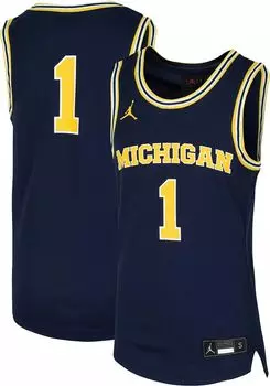 Синяя копия баскетбольной майки Jordan Youth Michigan Wolverines # 1