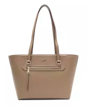 Синяя кожаная сумка-тоут с логотипом Dkny, бежевый
