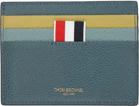 Синяя кожаная визитница Thom Browne