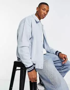 Синяя куртка харрингтон оверсайз из джерси ASOS DESIGN ASOS DESIGN