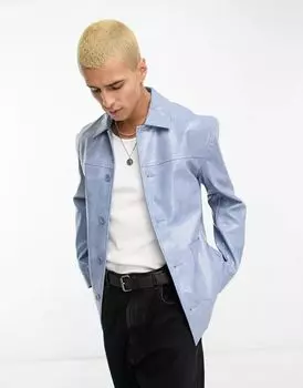 Синяя куртка классического кроя из искусственной кожи крокодила ASOS