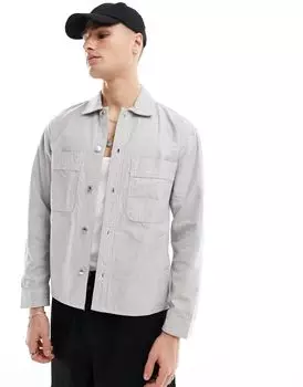 Синяя куртка-рубашка в полоску Abercrombie & Fitch