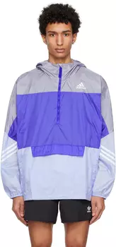Синяя куртка с капюшоном от ветра adidas Originals