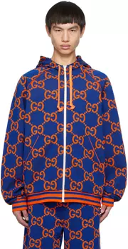 Синяя куртка с узором GG Gucci