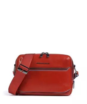 Синяя квадратная сумка на плечо из мелкозернистой яловой кожи Piquadro, коричневый