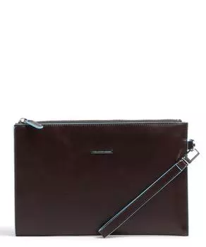 Синяя квадратная сумка на руку из мелкозернистой кожи Piquadro, красный