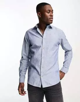 Синяя льняная рубашка Jack & Jones Essentials
