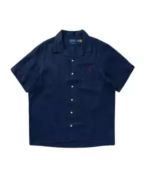 Синяя льняная рубашка обычного кроя Polo Ralph Lauren, синий