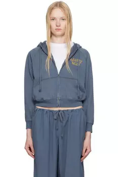 Синяя легкая флисовая толстовка с капюшоном на молнии SKIMS