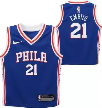 Синяя майка Nike Little Kids Philadelphia 76ers Джоэл Эмбиид № 21