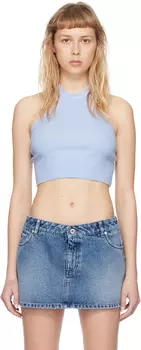 Синяя майка с оверлочной вышивкой для малышей HALFBOY