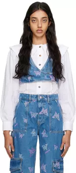 Синяя майка с вышивкой GANNI