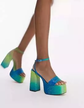 Синяя массивная платформа из двух частей Topshop Sutton