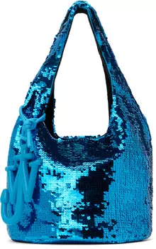 Синяя мини-сумка-шоппер с пайетками JW Anderson