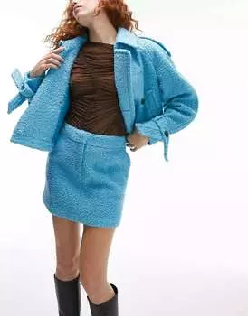 Синяя мини-юбка-букле Topshop