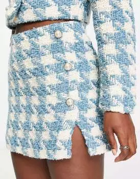 Синяя мини-юбка с пуговицами Miss Selfridge